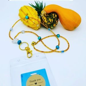 Custom made glass beads with magnetic clamp for safety ID Lanyard